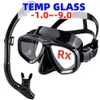 Optisk myopia scuba dykning mask snorkel set tempererad glasdryck topp simning googles närsynta linser kortsiktiga 240321