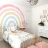 Pegatinas Papel tapiz grande Etiqueta de la pared del arco iris para la habitación del bebé Tela de grano fino Decoraciones lindas para fiestas Pegatinas de guardería Decoración del hogar