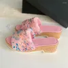 Slippers Candy Color Style Fashion Platform Woman Runway Sexy Peep Toe Flat Wedge Holiday Vacation Shoe Height Increase Beach Slipper