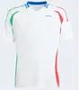 2024 Italys Långärmad fotbollströjor Player -version Maglie Da Calcio Totti Verratti Chiesa Italia 24 25 Fotbollskjortor Män Set Kids Kit Uniform Barella Bonucci
