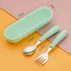 Dinnerware Sets 2024 Baby Gadgets Tableware 304 Stainless Steel Cartoon Fork Spoon Set Feeding Toddler