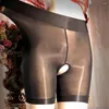 Culotte Femme Crotchless Femmes Sous-vêtements Mesh Huileux Brillant Transparent Boxers Soyeux Lingerie Érotique Boxer Shorts Respirant