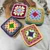 Tapetes de mesa originais feitos à mão em crochê 12cm, doilies, multicolorido, quadrado, tapete para decoração de casa, 20 tamanhos