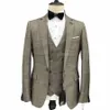 2023 Fi New Men Casual Boutique Busin Wedding Hosting Performance Three Pieces Golden Suit Blazers Jacket Vest Pants Set S340#