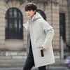 nice Winter Men's Hooded Cott-Padded Jackets Casual Mid-Length Thick Warm Lg Coat Outwear Solid Parkas Windproof Top Clothes y6Gp#