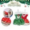 Abbigliamento per cani Abito natalizio per animali domestici per cani di piccola taglia Alce invernale Babbo Natale Stampato Costume da principessa Bowknot Abbigliamento per cuccioli