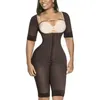 Post Shapewear med korta ärmar Öppen byst bodysuit med krokar midja tränare kropp shaper mage colombian reduktiv 240308