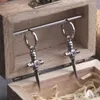 Boucles d'oreilles créoles gothiques, épée initiale, Vintage, Cool Punk, veste d'oreille en cristal, poignard gothique, bijoux cadeau pour hommes avec boîte