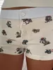 Ubrania domowe Kobiety Dwuczęściowe stroje Y2K Bear Print Shorts Ustaw bez rękawów Guzja Button Down Salloewear Pajama