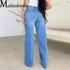 fi High Waist Street Versatile Jeans Women's Straight Wide Leg Denim Pants Female Daily Casual Basic Broken Holes Trousers Y4O1#