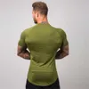 Camiseta estampada de moda para hombre, camiseta de manga corta ajustada de verano, camiseta deportiva de manga corta para Fitness