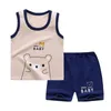 Sommer 2 stücke Jungen Kleidung Set Reine Baumwolle Baby Ärmellose Kinder Weste Set Kleidung Baby Kleinkind Kleidung Für Jungen 240326