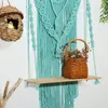 装飾的なプレートマクラメの壁吊り棚棚自由hoho屋内手作りフローティング（レイクブルー）