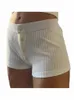 Casual Vrouwen Fi Wit Frt Butts Rib Gebreide Shorts 2023 Zomer Vintage Hoge Taille Vrouwelijke Chic Bodems a0uy #