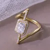 GRA Certyfikowane VVS1 2CT Square Moissanite Diamond Pierścień dla kobiet 100% 925 Srebrny srebrny dobrej jakości biżuteria ślubna Pass Test diamentowy