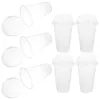 Disposable Cups Straws 50 Sets Of Transparent Juice Plastic Portable Clear With Lids