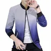 2023 New Spring and Autumn Fi Trend Slim Fit Ctrast Color Panel Zipper Mock Collar Middle Youth Casual Style Men's Jacket k26P#
