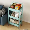 Racks Installationfree Cart Rack, Portable Foldable Storage Threelayer Storage Rack for Kitchen and Bathroom Storage Organizer