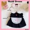 Dog Apparel Sweet Pet Clothes Maid Skirt Dress Cute Embroidered Bib Small Dogs Clothing Soft Cotton Yorkies Warm Autumn Black Ropa Perro