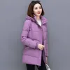 new Snow Wear Hooded Mid Length Down Cott Coat Women's Loose Thickened Warm Parkas Middle Aged Mother Winter Wadded Jacket i3AV#