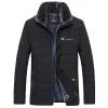 Chaqueta cálida para hombre Parka de invierno Cuello de piel Cortavientos Cott Acolchado Anorak Grueso Abrigo negro Hombre Casual Otoño Chaqueta de lana Hombres Y5rO #