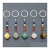 Key Rings Planets Statue 7 Chakra Beads Chains Stone Carved Charms Keychains Healing Crystal Keyrings For Women Men Christmas Gift Dr Dhiho