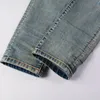 Street Fi Men Jeans Retro Wed Blue Elastic Stretch Chude Fit Ripped Dżinsy Męs