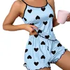 Vêtements pour femmes Pyjamas Costume deux pièces Été Sexy Loisirs Halter Débardeur Shorts Filles Confortable Imprimer Homewear Costume r9h8 #