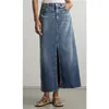 Женские джинсы 2024 ранняя весна Savi То же самое высокое талия спереди, промытая синяя джинсовая длинная юбка для женщин AG071