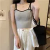 Camisoles Tanks韓国スタイルの女の子ダブルストラップビューティーチェストパッドチューブトップアンチスリップアウターウェアボトムリング