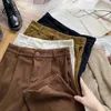 vintage Corduroy Women Pants High Waist Coffee Wide Leg Pants Fall Casual Korean Office Ladies Trousers New 64Gf#