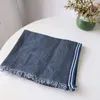 Scarves Fashion Style Men's Linen Scarf Spring And Summer Solid Blue Color Breathable