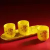 Miniature 4 pz/lotto Tazza di Acqua in Ceramica Creativa Cinese per Buddha Uso: Tazza di Acqua Bodhisattva di Loto per la casa davanti al Buddha Feng Shui