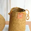 Vases Flower Basket Straw Woven Portable Pot Barrel Wheat Ear Vase Barley Ornament Rattan