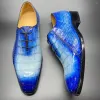 2024 Dress Shoes KEXIMA Chue Arrival Men Male Formal Crocodile Leather Color Rub Sole