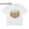 Rhude Hotel Gustavia Impresso Alta Qualidade 230g Fio Duplo Puro Algodão Casual Camiseta de Manga Curta para Homens