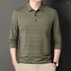Mens Polos S randiga skjortor Luxury Long Sleeve Spring and Autumn Solid Color Business Casual Male 3xl Drop Delivery Apparel Clothing T DHEHX