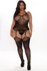 Plus size bodystockings lingerie sexy outfit vrouwen erotische zwarte bodysuit ondergoed ondergoed porno catsuit crotchl lenceria seksuele mujer j9qn#