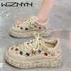 Casual Shoes Luxury Sneakers Woman Vulcanized 2024 Fashion Shining Thick Bottom Designer Chunky Women Basket Femme