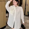 Camisas De Mujer Blouse voor Vrouwen Temperament 3D Bloemen Shirts Oversized Tops Lange Mouw Mode Witte Casual Blouses 240322