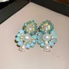 Boucles d'oreilles pendantes en cristal bleu pour femmes, Style Vintage, fleur, perle, accessoires de bijoux, Y240328