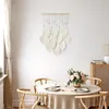 Tapisseries Macramé Tenture murale Boho Décoration Tapisserie avec perles et feuilles en bois durables