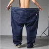 200kg Extra Large Jeans Men Blue 8XL 7XL 6XL 5XL Plus Size Denim Big Straight Elastic Trousers Black Stretched High Waist Pants h7Lz#