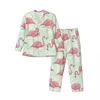 Home Kleding Pyjamasets met schattig flamingopatroon Herfst Tropische dierenprint Romantische dagelijkse nachtkleding Tweedelige oversized nachtkleding voor heren