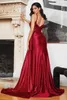 Party Dresses Sequined Beaded Prom Lace Applique V Neckline Spaghetti Strap Sleeveless Mermaid Long Slit Formal Evening Gowns