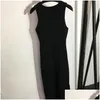 Vestidos Casuais Básicos Y Malha Mulheres Designer Slim Pacote Hip Saia Logo Bordado Marca de Moda Sem Mangas Sundress Drop Delivery A Otvoh