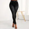 kvinnors faux denim jeans hög midja byxor damer casual stretchy mager byxor fi kläder m-3xl plus size leggings 2023 e1gv#