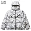 Hip Hop Veste à capuche amovible Parkas Streetwear Camoue Devil Horn Épaissir Chaud Bulle Manteaux Rembourrés Harajuku Puffer Vestes p4Ei #