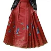 Jupes Style chinois Jupe Cheval-Visage Hanfu Costume avec imprimé rétro plissé Big Swing Mamianqun Ming pour la danse