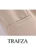 Trafza 2023 Autumn Women Chic Butt Decorati ärm V Neck Vest+Kvinnlig Elegant Pocket Loose Office Lady Pant 2 Piece kostym X7IS#
